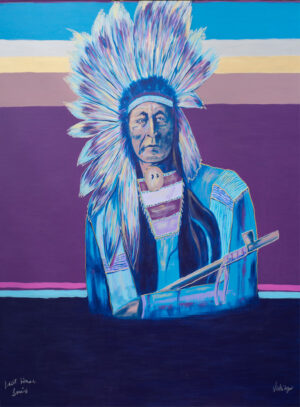 In a dream I was called to a council of Native American Chiefs who asked me to paint 12 Chiefs with barren landscapes to hang in between the Chiefs to represent the plight of the Native Peoples in the last 300 years.