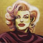 Una figura icónica como Marilyn Monroe, en predominancia de tonos cálidos.